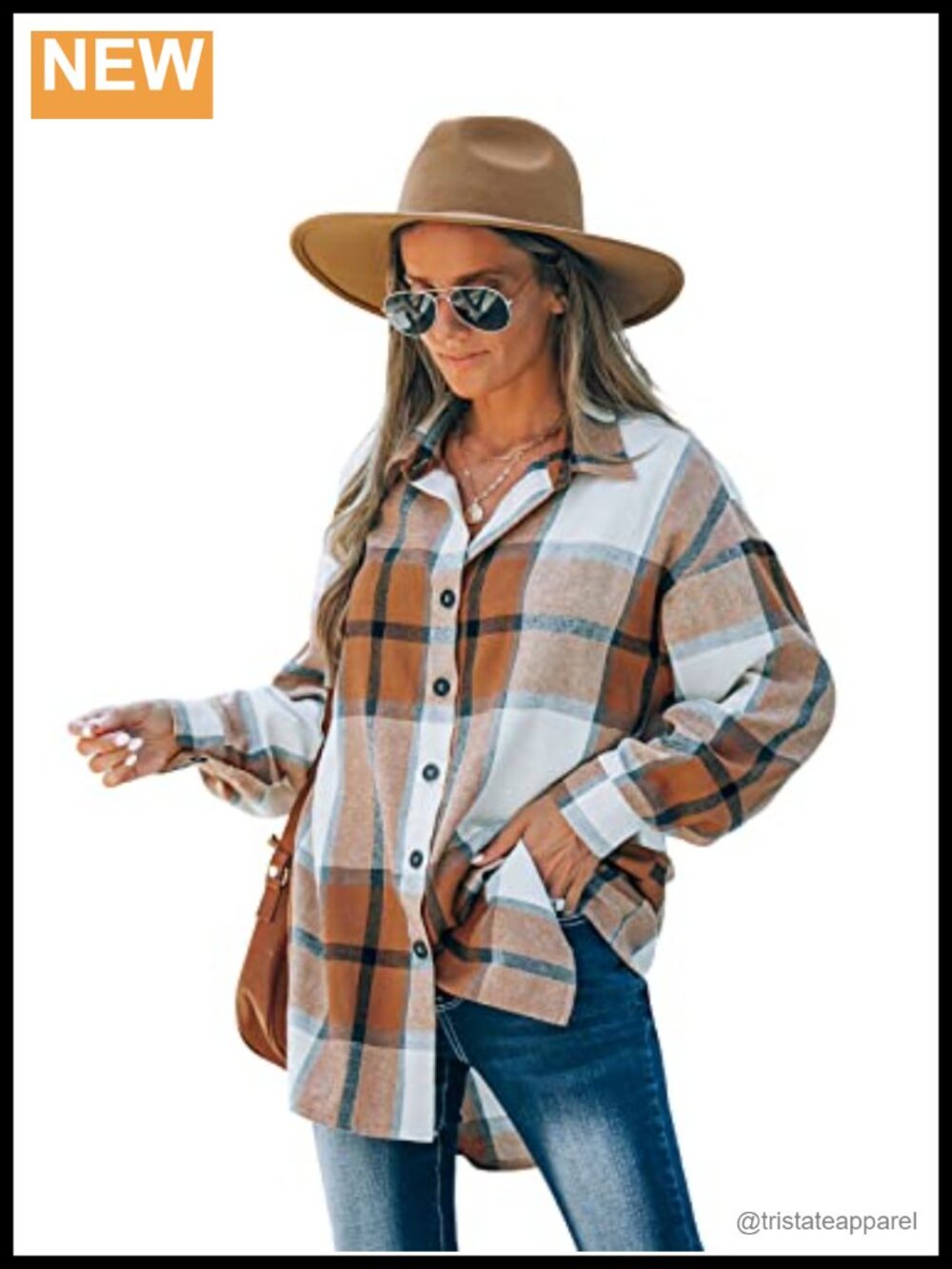 Women's Oversized Plaid Button Down Shirt Long Sleeve Casual